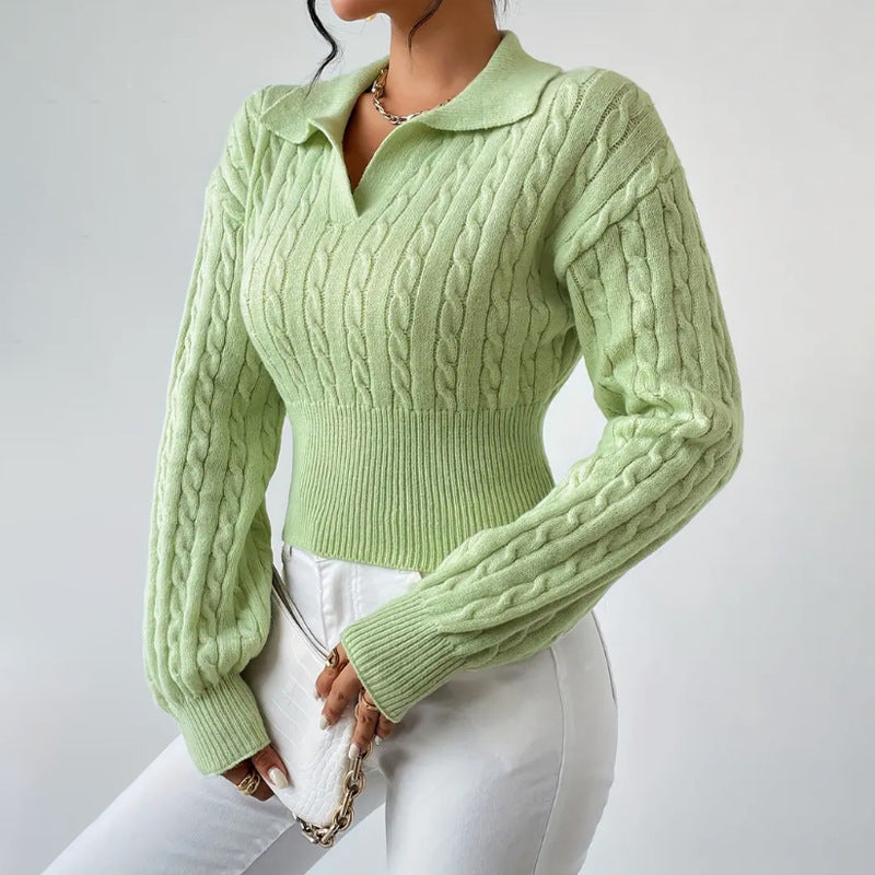 Women's Sweater Fashion Solid Color And V-neck