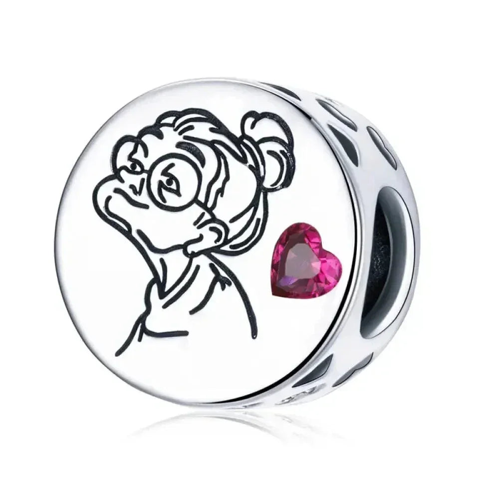 925 Sterling Silver Diy Heart Charm With Pink Zircon - Bsc777 - Velora Luxury Fashion
