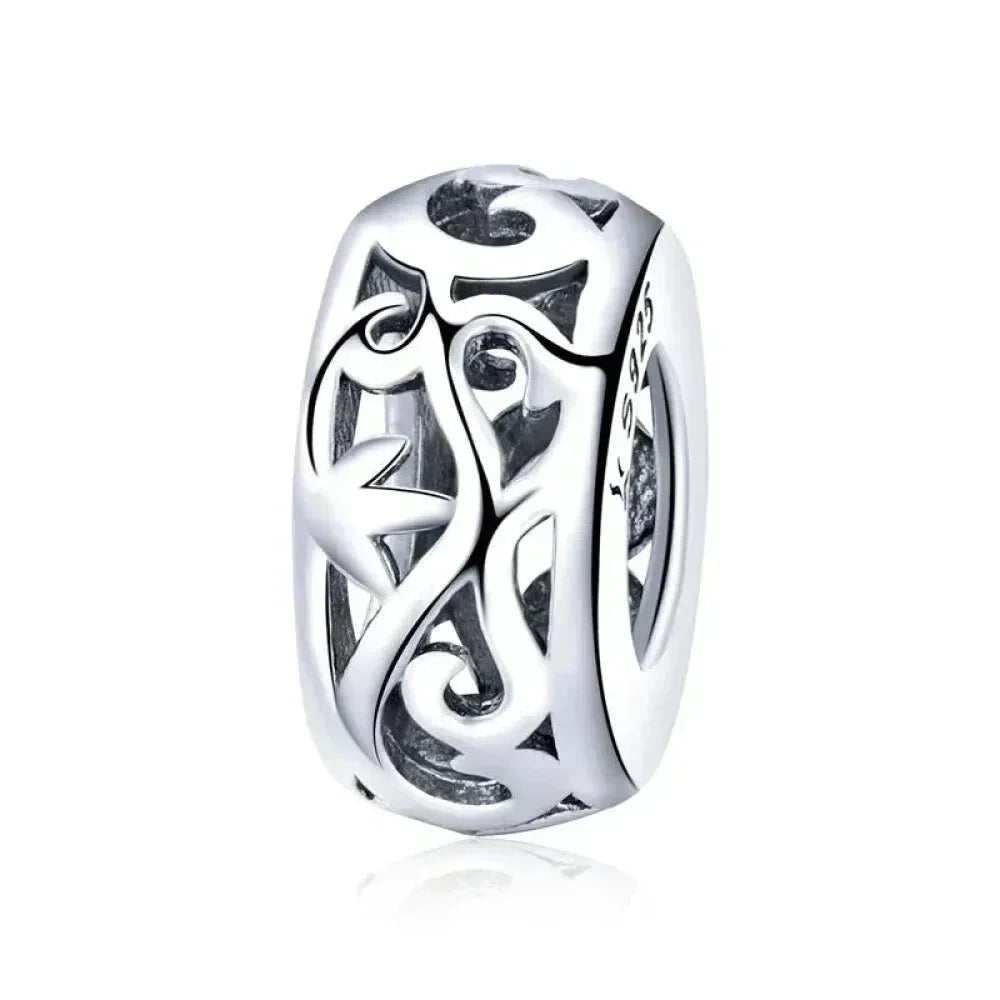 925 Sterling Silver Diy Heart Charm With Pink Zircon - Bsc777 - Velora Luxury Fashion