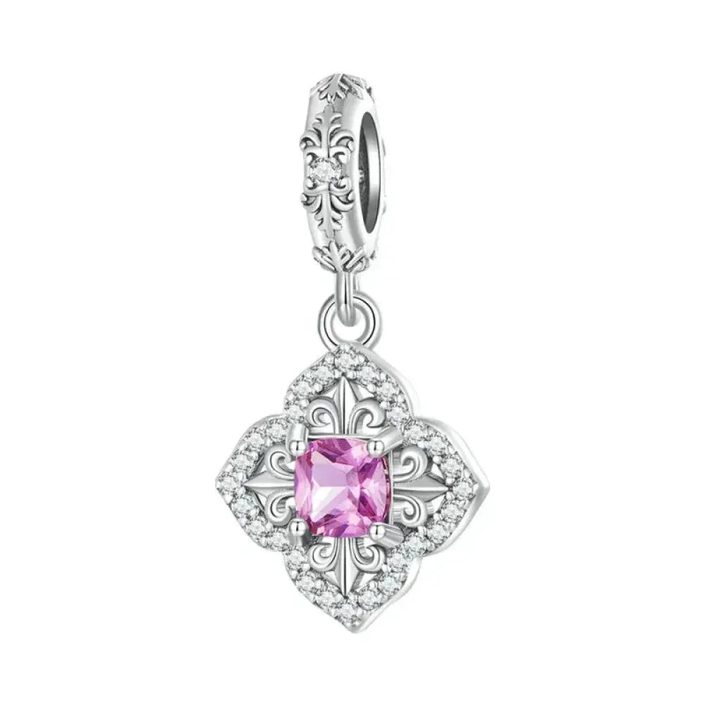 925 Sterling Silver Diy Heart Charm With Pink Zircon - Bsc777 - Velora Luxury Fashion
