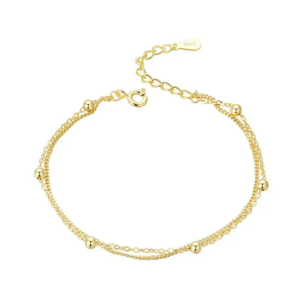 925 Sterling Silver Double Bead Chain Bracelet - Velora Luxury Fashion
