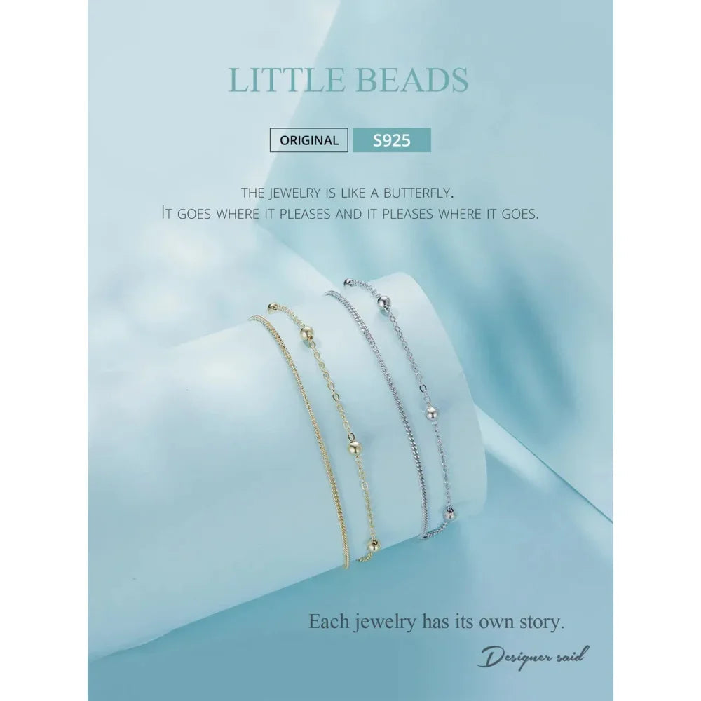 925 Sterling Silver Double Bead Chain Bracelet - Velora Luxury Fashion