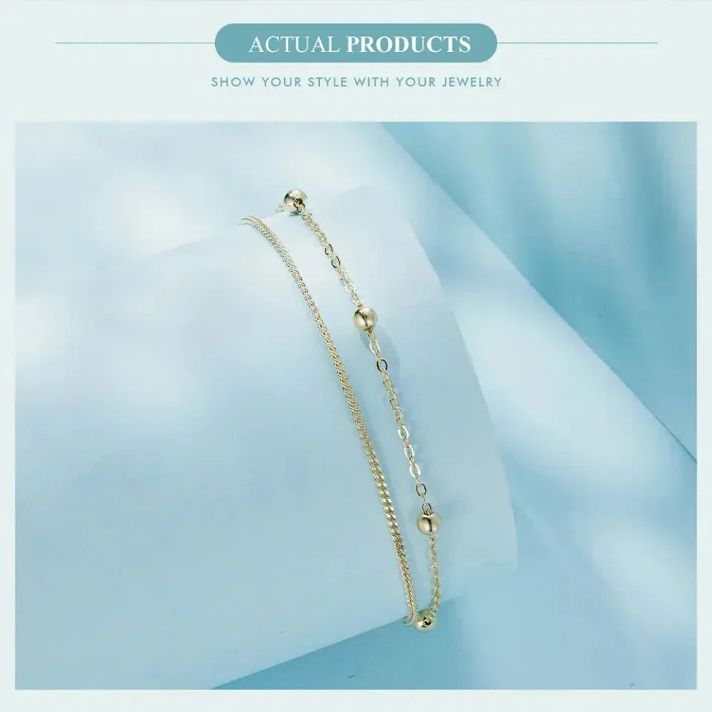 925 Sterling Silver Double Bead Chain Bracelet - Velora Luxury Fashion