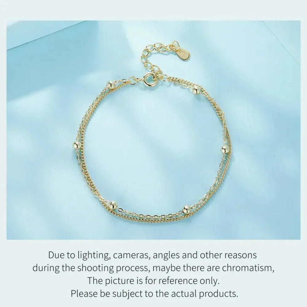 925 Sterling Silver Double Bead Chain Bracelet - Velora Luxury Fashion