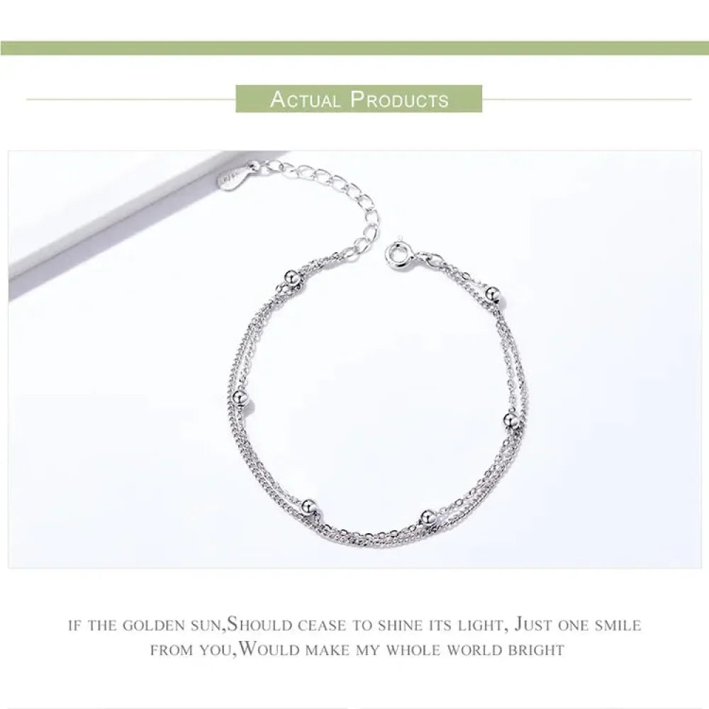 925 Sterling Silver Double Bead Chain Bracelet - Velora Luxury Fashion