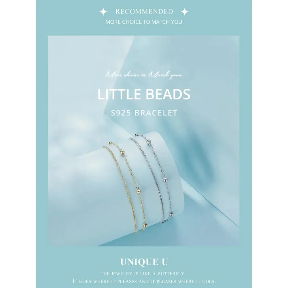 925 Sterling Silver Double Bead Chain Bracelet - Velora Luxury Fashion