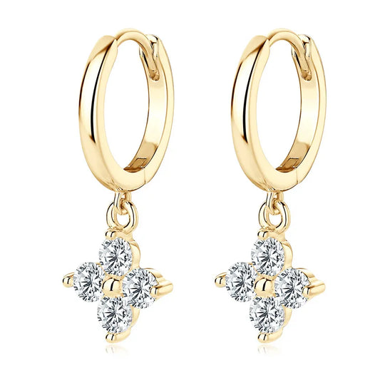 925 Sterling Silver Moissanite Hoop Drop Earrings - Velora Luxury Fashion