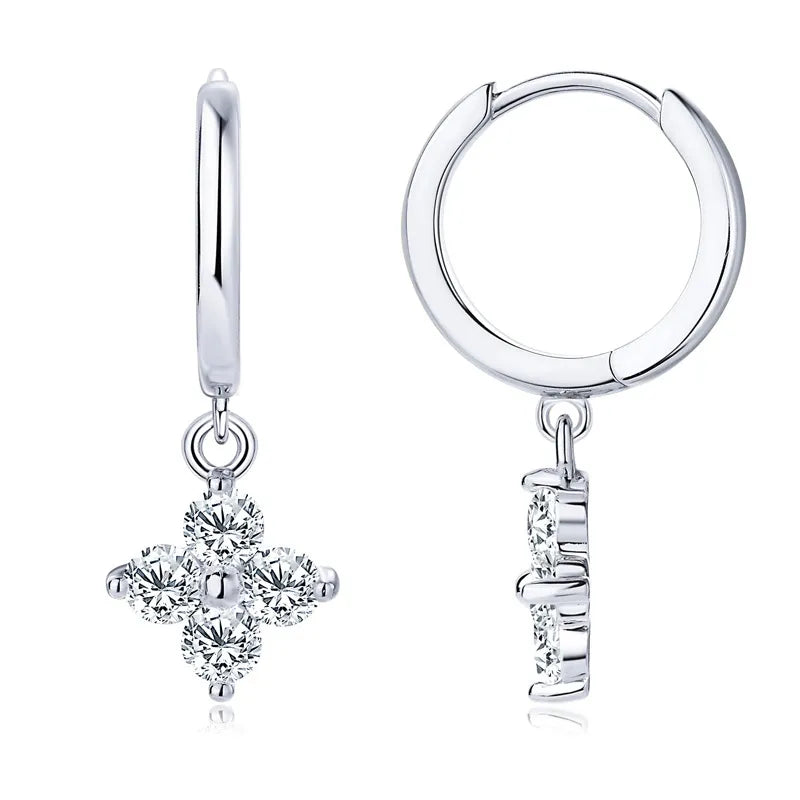 925 Sterling Silver Moissanite Hoop Drop Earrings - Velora Luxury Fashion