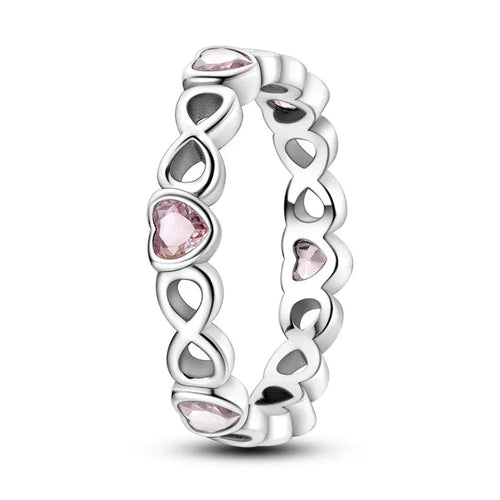 925 Sterling Silver Pink CZ Infinity Heart Ring - Velora Luxury Fashion