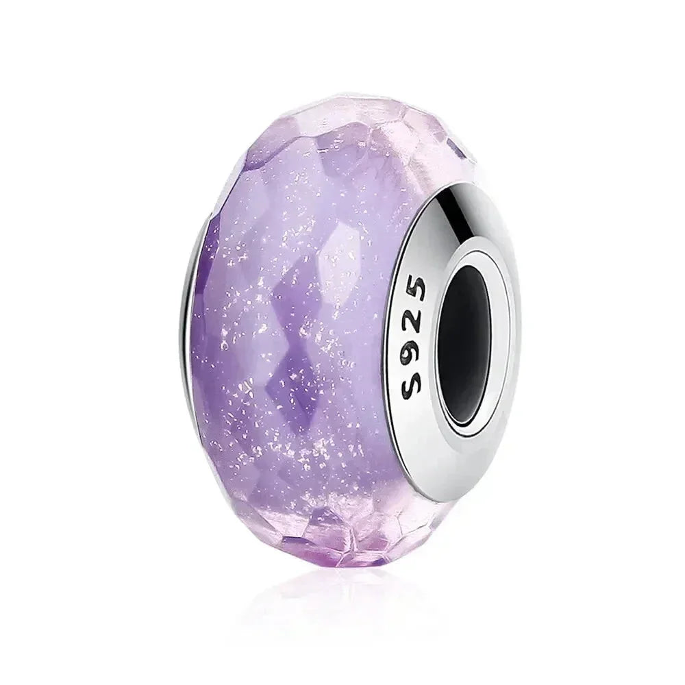 925 Sterling Silver Pink Flower Murano Glass Beads - Diy Bracelet Charms For A Festive Touch (Scz001) - Velora Luxury Fashion