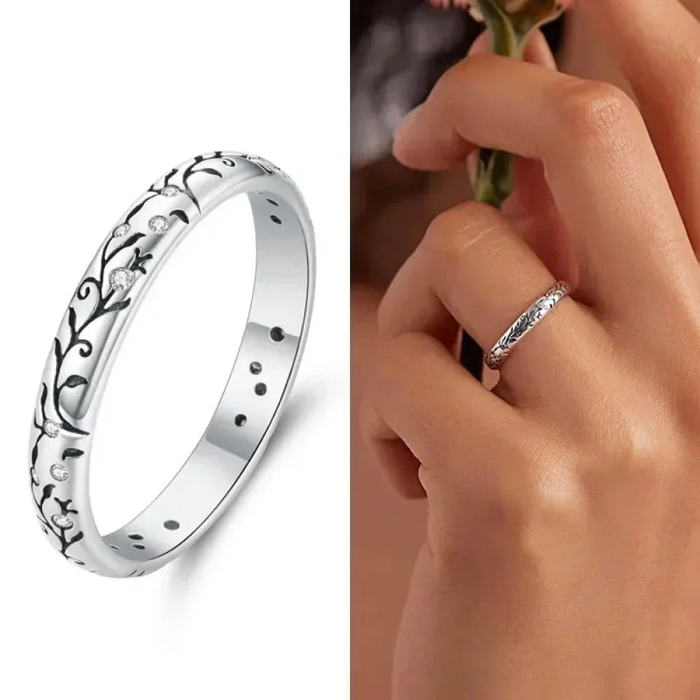 925 Sterling Silver Vintage Embossed Floral Ring - Velora Luxury Fashion