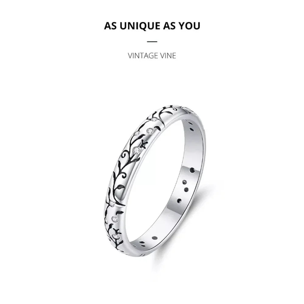 925 Sterling Silver Vintage Embossed Floral Ring - Velora Luxury Fashion