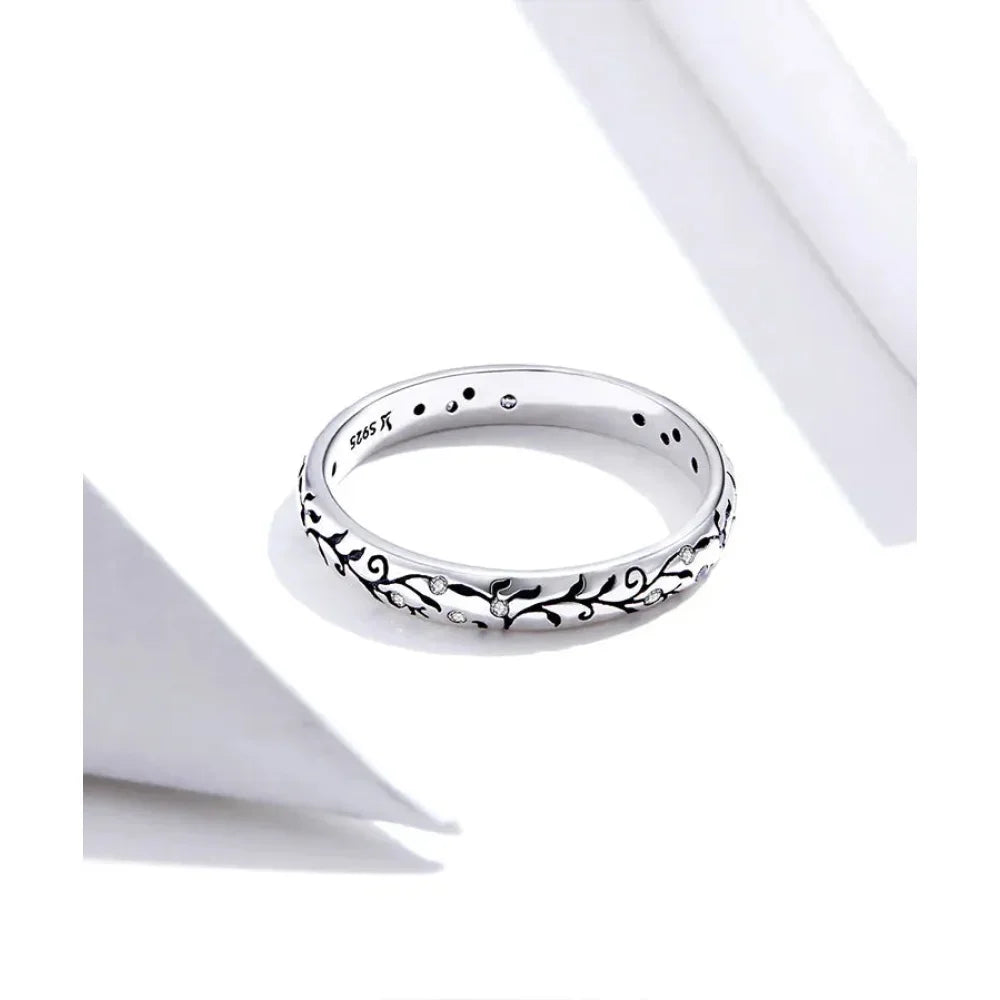 925 Sterling Silver Vintage Embossed Floral Ring - Velora Luxury Fashion