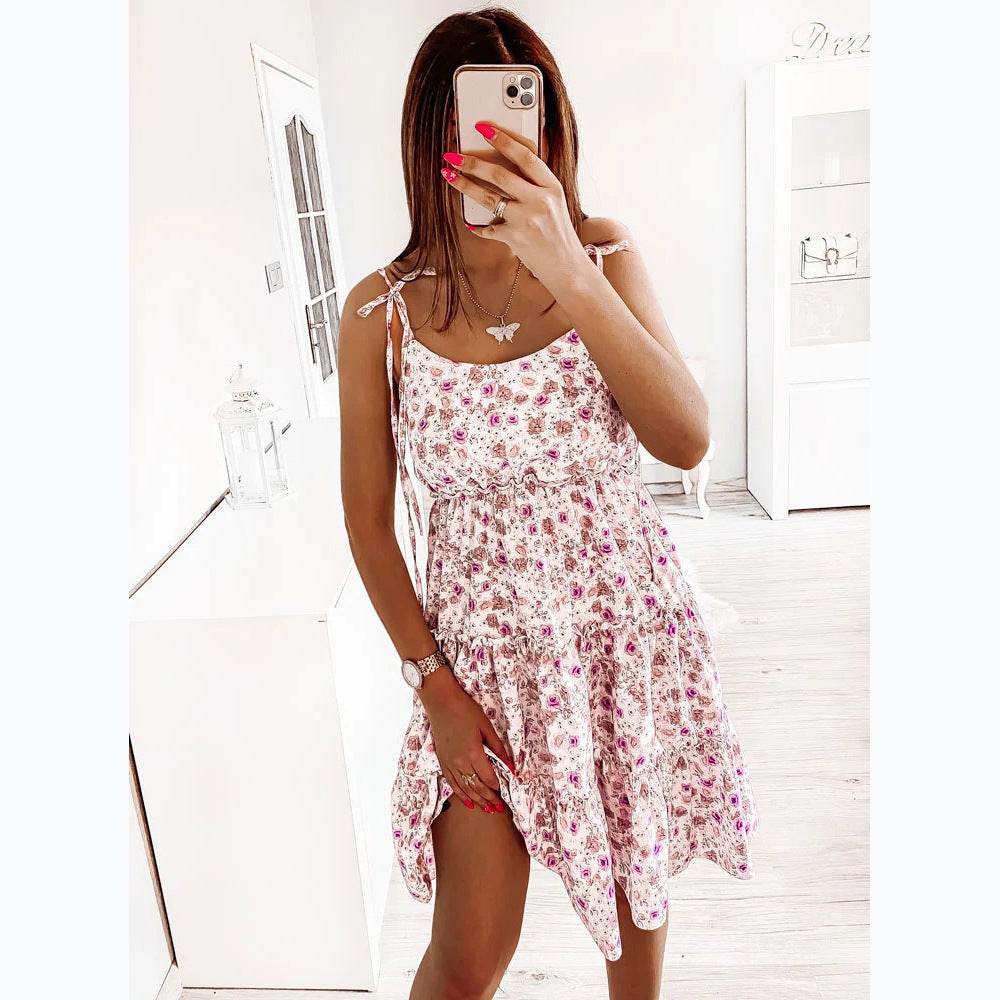 European And American Spring And Summer Small Floral Digital Printing Slip Dress - Velora