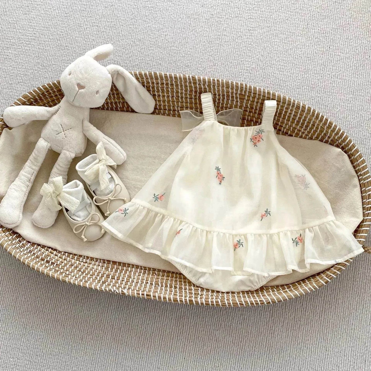 Newborn baby girl Embroidered Mesh Baby Bloomer With Skirt Infant baby Casual dress for baby girl - Velora