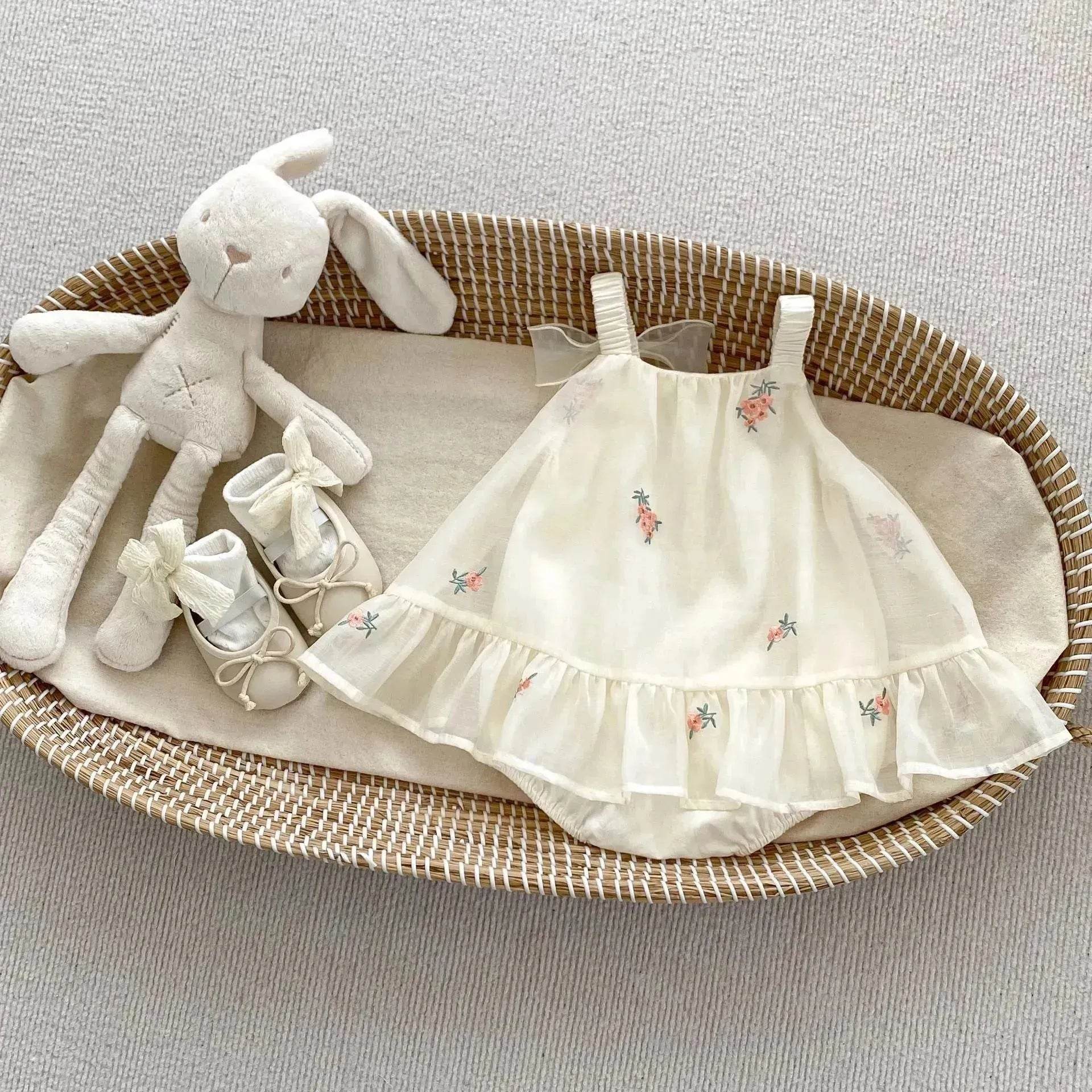 Newborn baby girl Embroidered Mesh Baby Bloomer With Skirt Infant baby Casual dress for baby girl - Velora