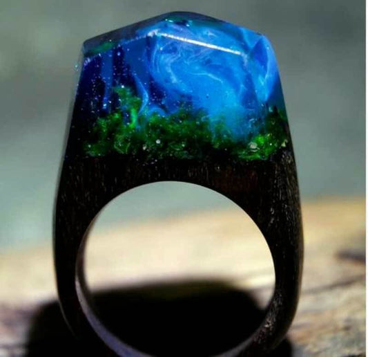 Handmade Magic Wooden Ring For Women Men Secret Forest Resin - Velora