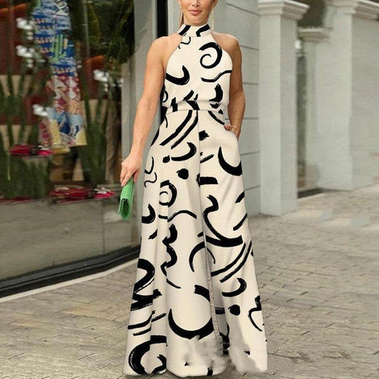 Women's Elegant Elegant Waist Belt Jumpsuit - Velora