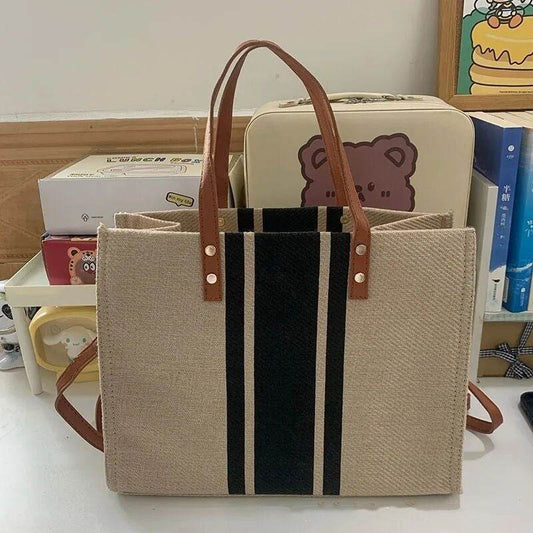 Women's Portable Briefcase Professional Commute Striped Minimalist Shoulder Bag - Velora