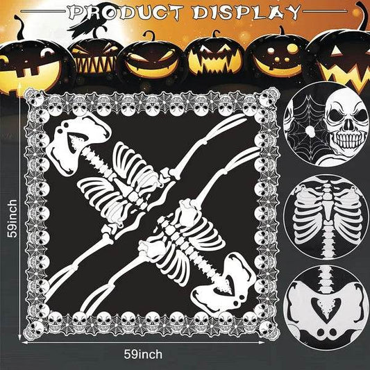 Halloween Skeleton Poncho Skull Bones Lace Skeleton Cape Shawl Halloween Costume Day Of The Dead Poncho For Halloween Horror Theme Trick Or Treat Birthday Party - Velora