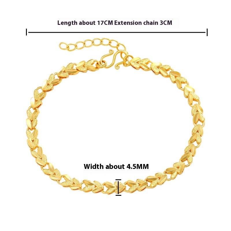 Alloy Gold Plated Car Handmade Flowers Reverse Mold Heart Bracelet - Velora