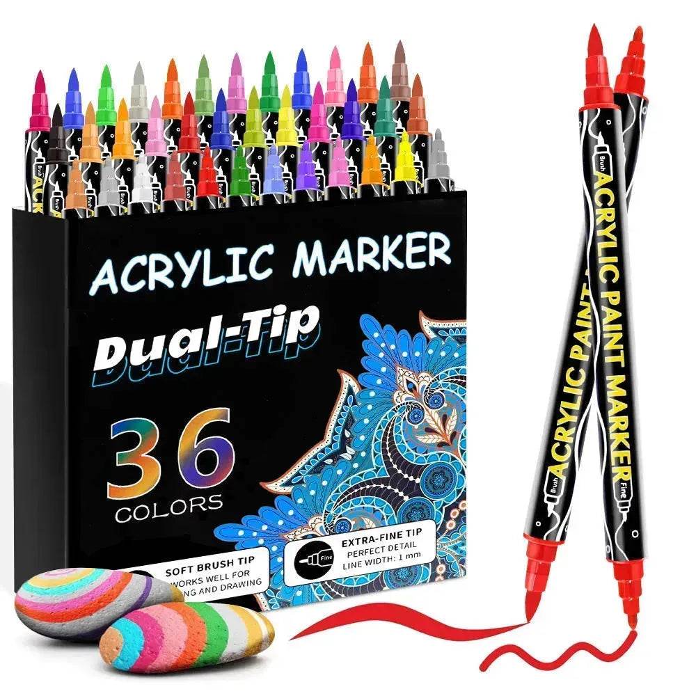 Acrylic Marker Pen Double-headed Stackable Water-based Paint Brush Paint Marker and Highlighter - Velora