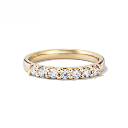 European And American Popular One-word Row Fashion Inlaid Seven-star Row 925 Silver Moissanite Ring Women - Velora