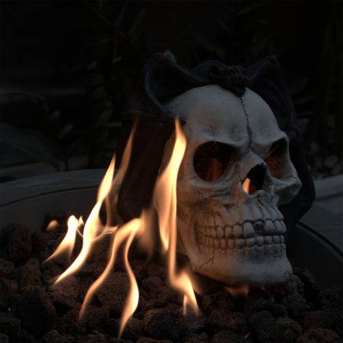Fire Pit Demon Skull Gas Log For Ventless Vent Free, Propane, Gel, Ethanol, Electric, Outdoor Fireplace And Fire Pit, Halloween Decor - Patent Pending - Velora