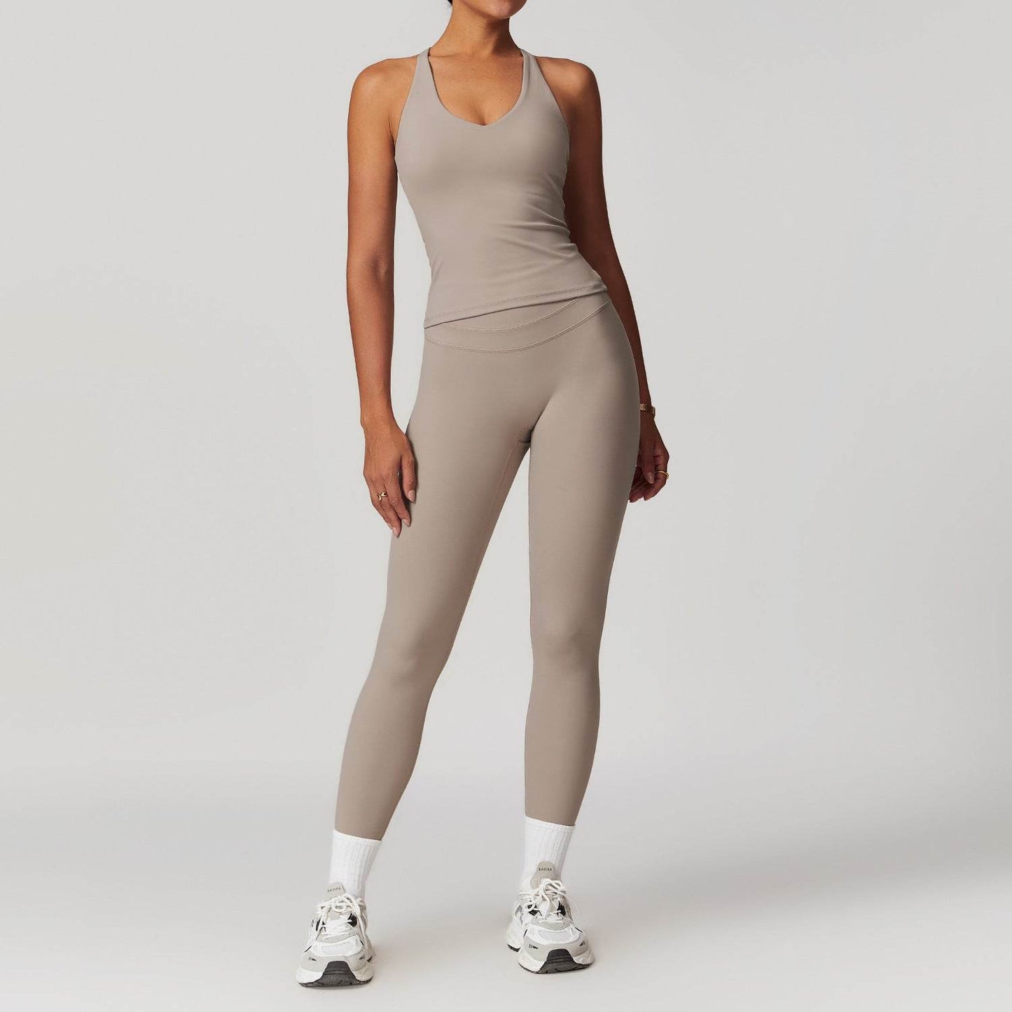 2pcs Nude feel short sleeve Workout Clothes for women Yoga Gym Clothes set - Velora