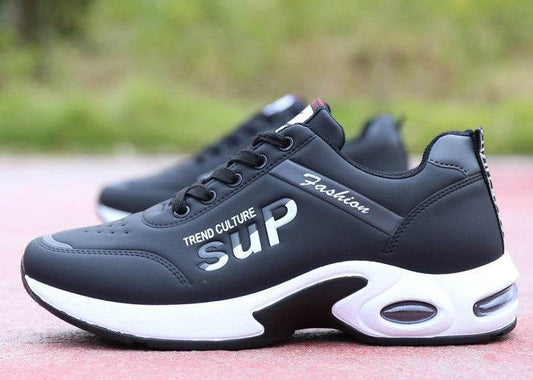 Men's Leisure Travel Shoes Students' White Leather Running Shoes - Velora