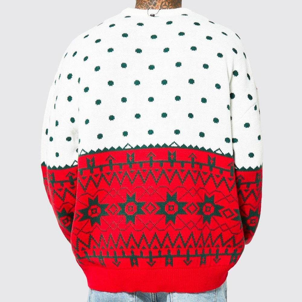 Men's New Fashion Knitted Jacquard Loose Round Neck Pullover Sweater For Autumn And Winter And Christmas - Velora