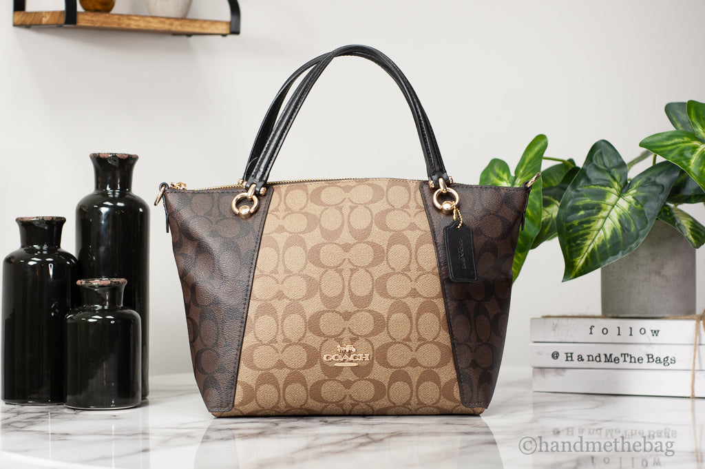 Coach Kacey Canvas Satchel in Khaki Brown