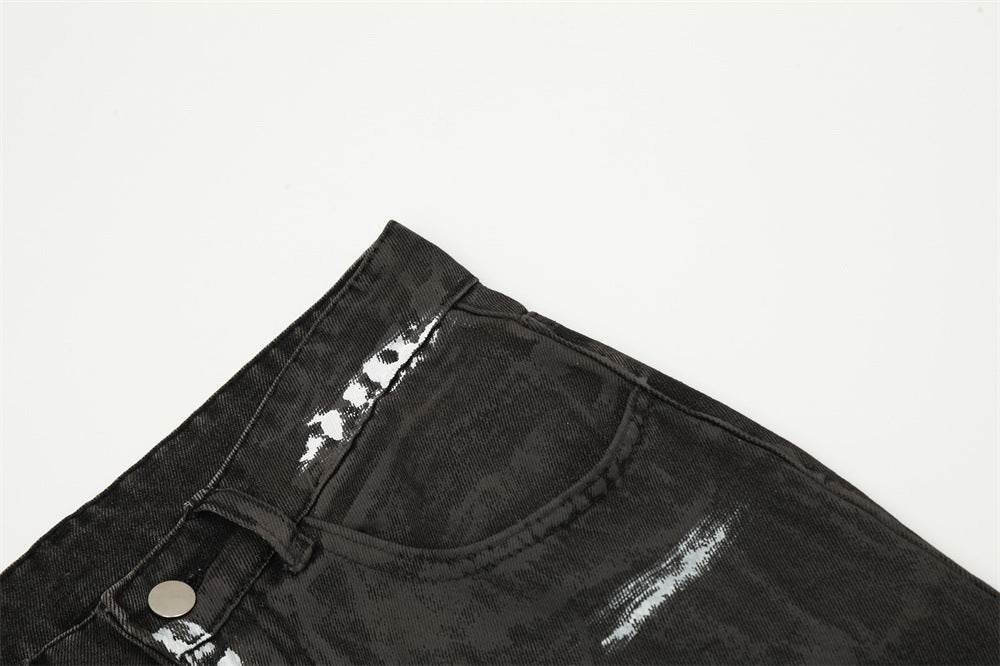 Punk Waste Soil Distressed Men Denim jeans pant Straight-leg Trousers - Velora