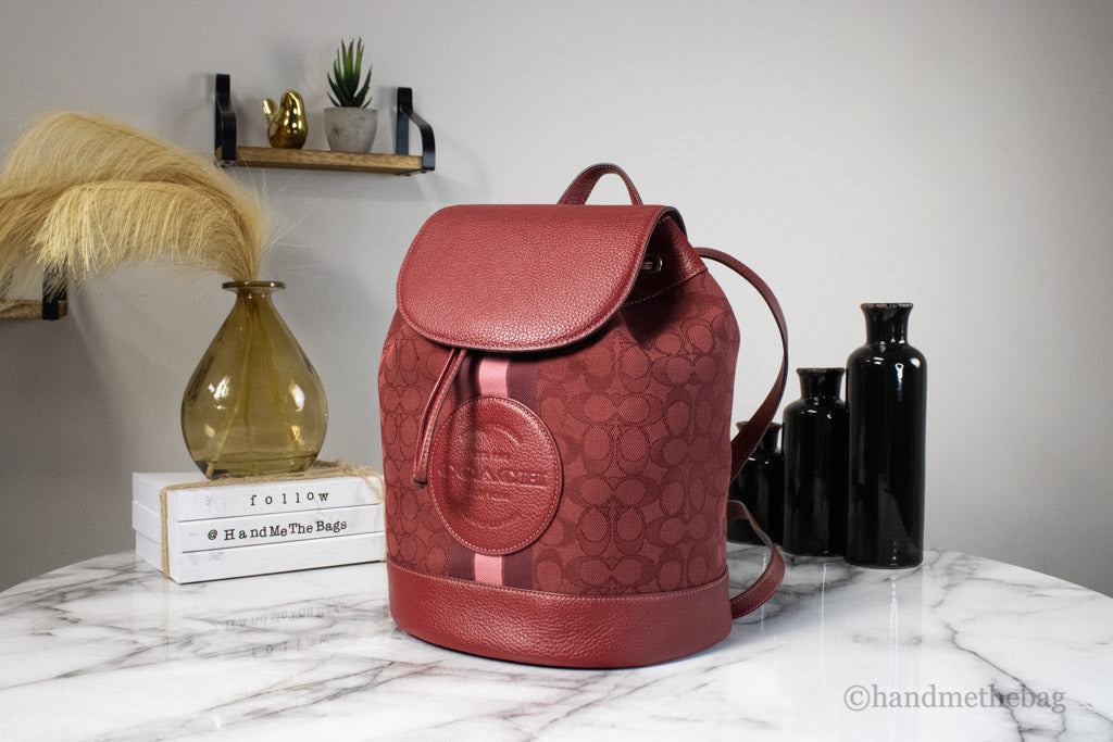 Coach Dempsey Signature Jacquard Backpack in Red Apple