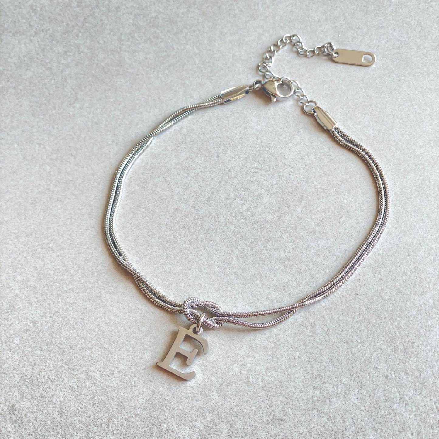 New Letter A-Z Love Knot Bracelets For Women Couple Gold Color Dainty Snake Chain Charm Bracelet Stainless Steel Jewelry Gift Valentine's Day Gifts - Velora
