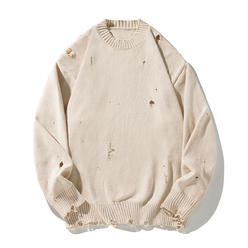 Irregular Hollow-out Ripped Chenille Velvet Sweater