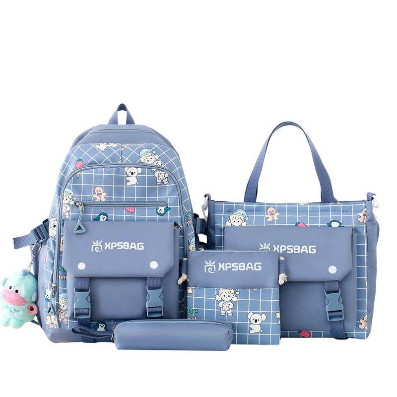 Backpack Primary School Girls Schoolbag Women's Four-piece Set - Velora