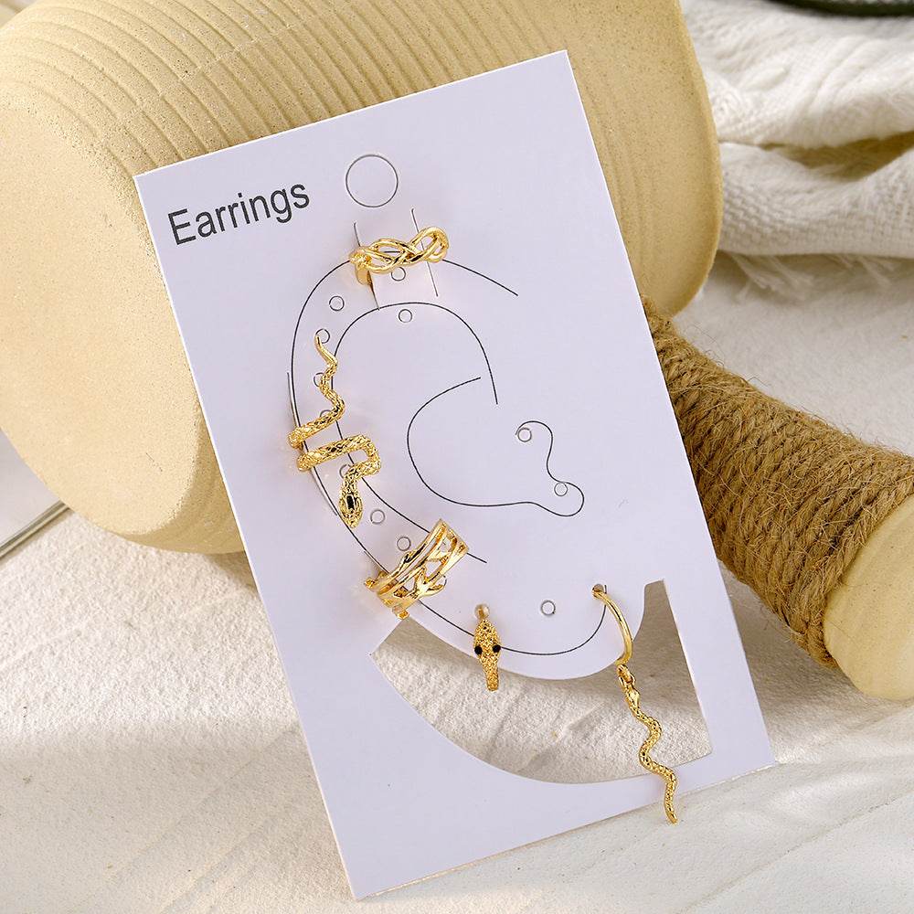 Punk Gold Plated Animal Snake Clip Earrings Ear Clip Without Piercing For Women Fake Piercing Ear Cuffs Trendy Jewelry - Velora
