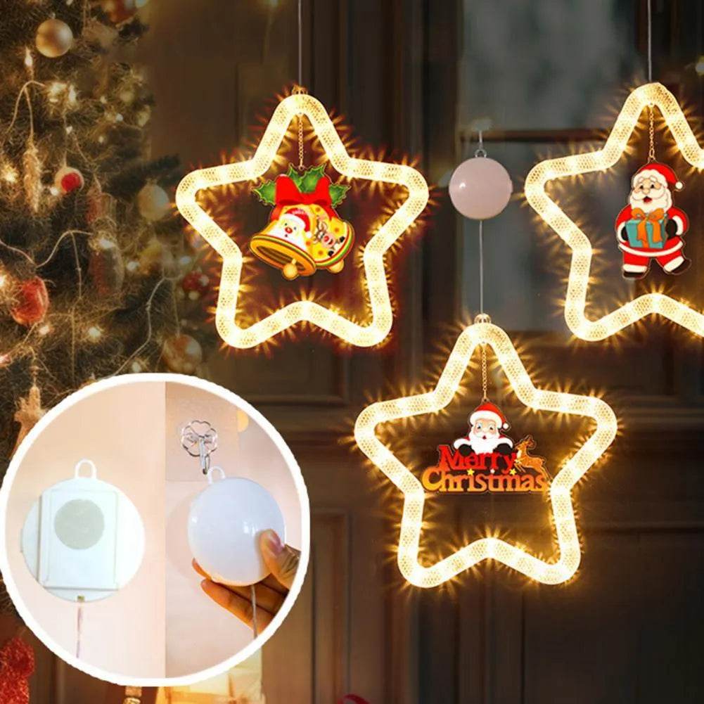 Christmas Pendant Decoration Christmas Atmosphere Led Lights Led Christmas Star Light Decoration For Window Door For Holiday - Velora