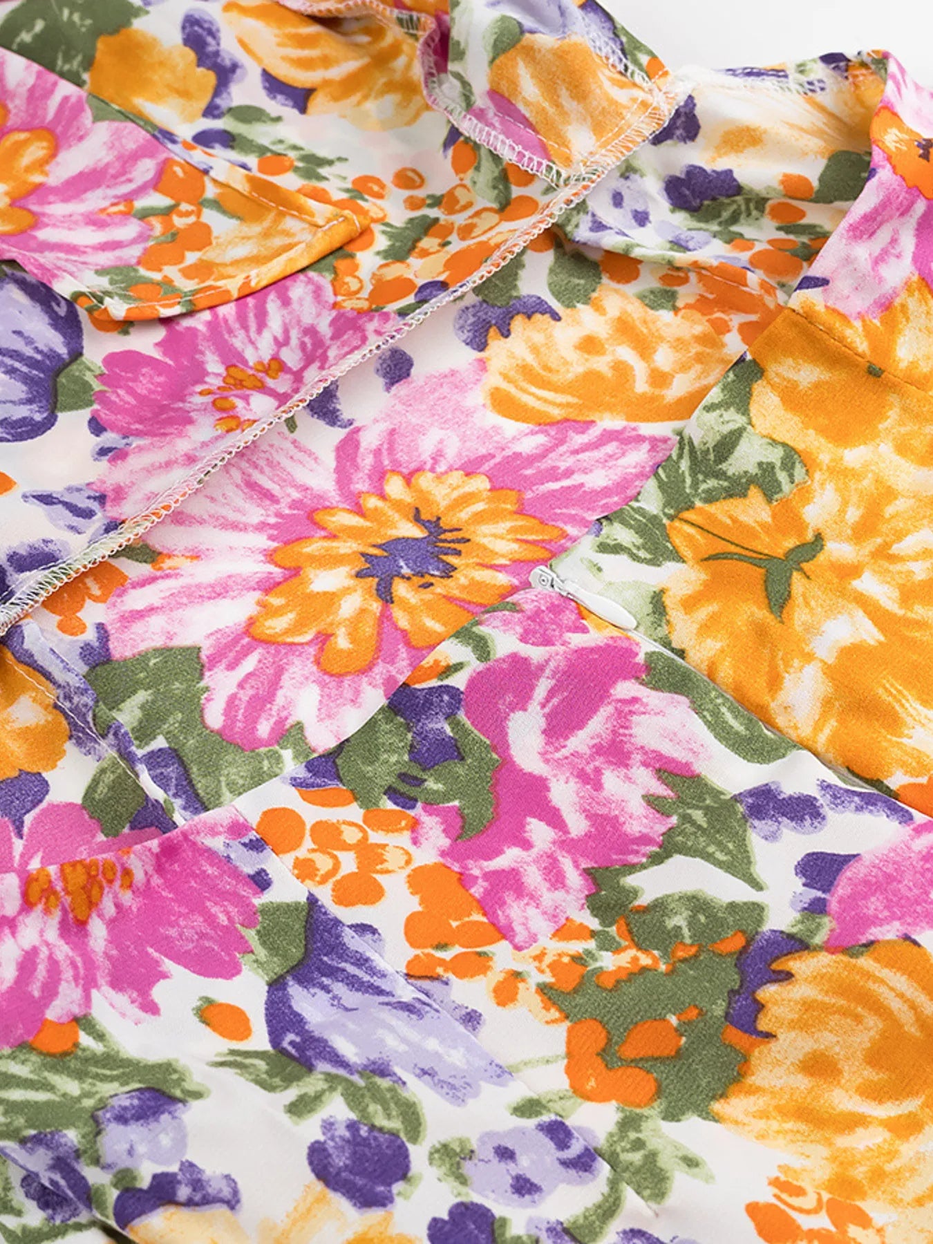 Floral Print Ruffled Hem Dress - Velora