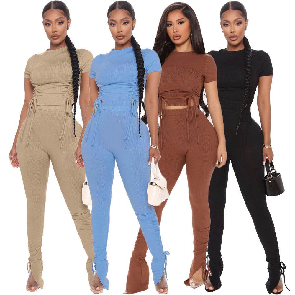 Rop Top And Pants Female Casual Matching Sets - Velora