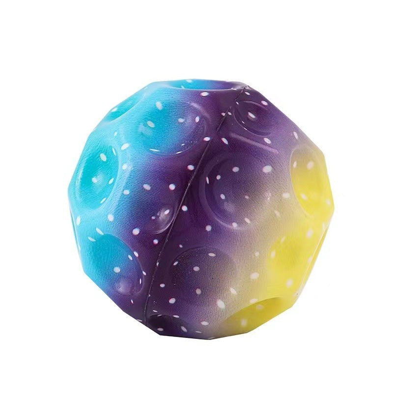 Colorful Hole Ball Soft Bouncy Ball Anti-fall Moon Shape Porous Bouncy Ball Kids Indoor Toys Ergonomic Design Elastic Ball Velora
