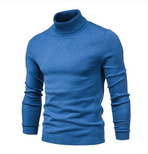 Men's Solid Color Slim Pullover Turtleneck Sweater Winter Casual Tops Clothing - Velora