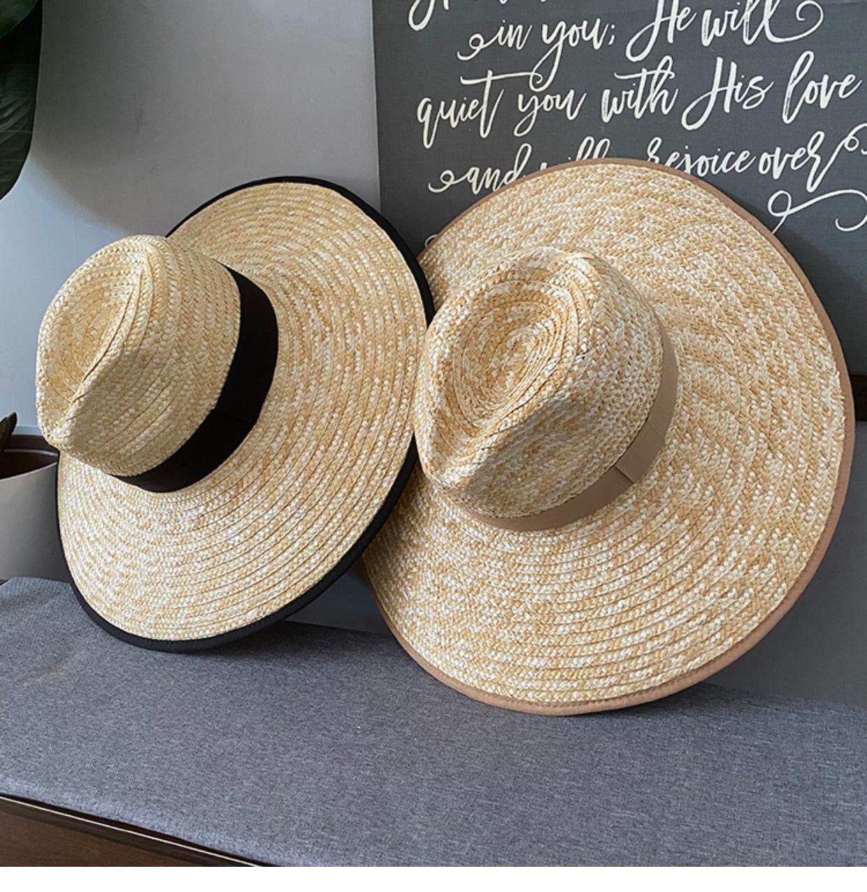 Summer Travel Leisure French Retro Hat Women's Top Wide Brim Straw Sun Hat for women - Velora