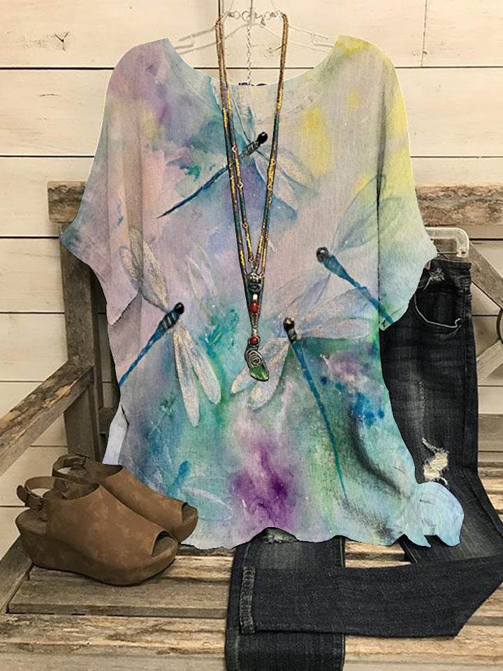 Summer Loose blouse Round Neck Short Sleeve Cotton And Linen Top For Women - Velora