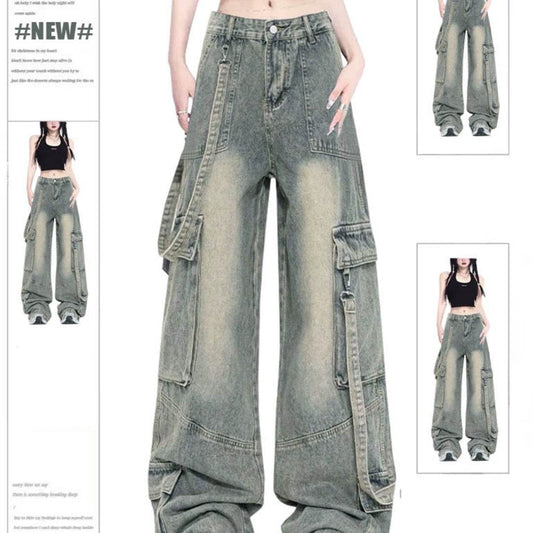 Retro Street style Oversized Baggy Cargo Jeans Pant Women - Velora