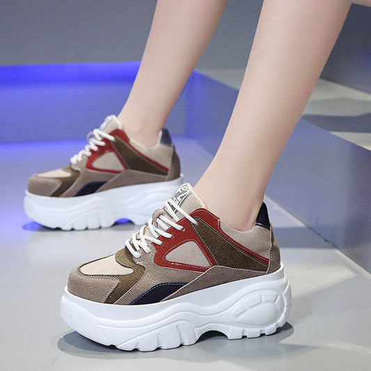 Thick-soled Sponge Cake Heightening Sneakers - Velora