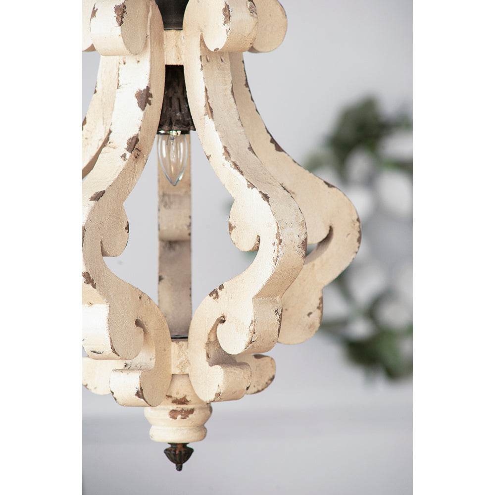 Farmhouse Chandelier, Dilapidated White Chandelier French Country Wood Chandelier For Living Room Foyer, Bulb Not Included - Velora
