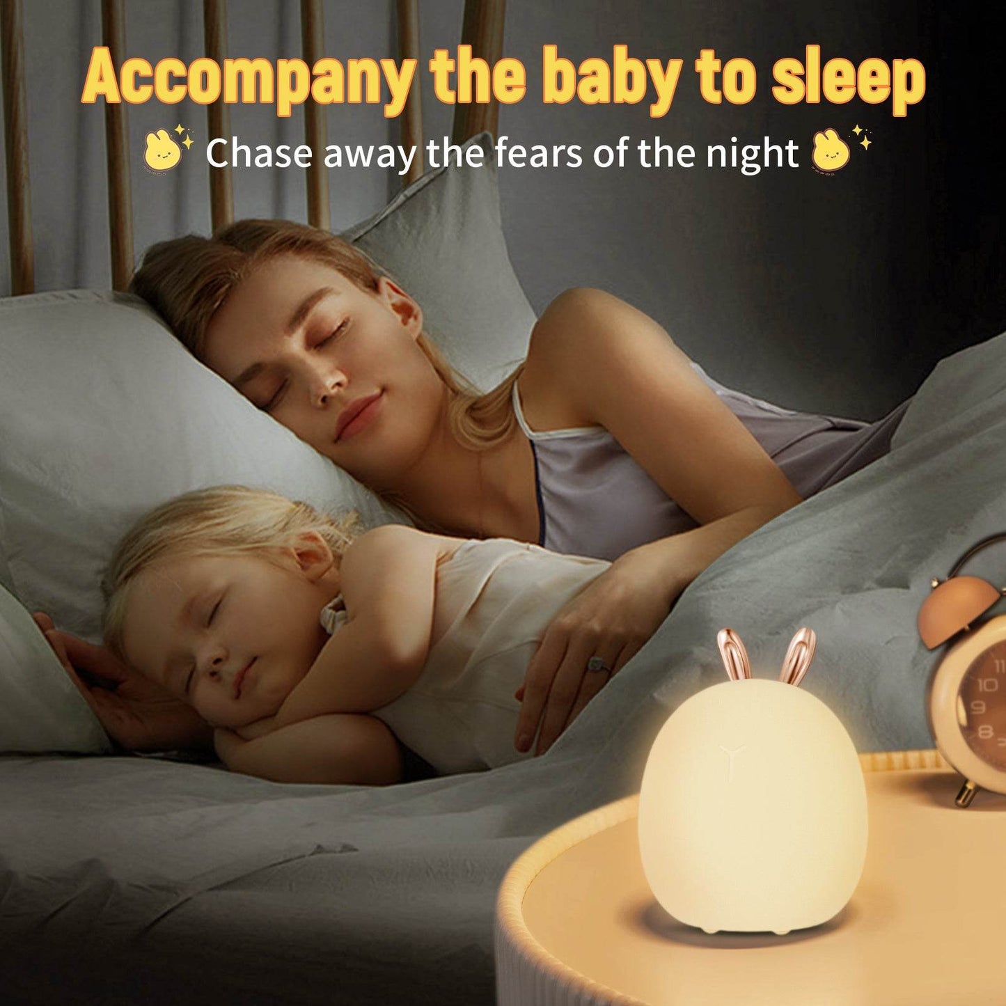 Baby Feeding, Adjustable, Creative, Rabbit, Elk Touch Light, Clap Light, Small Electric Light, Soft Baby Lamp toy - Velora