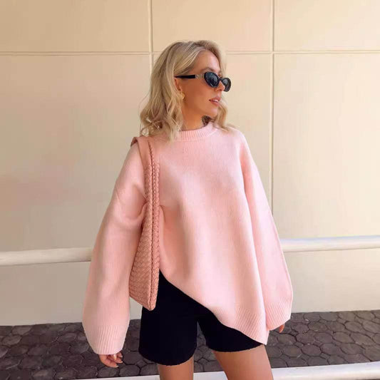 Sweet Crew Neck Pullover Sweater Winter Fashion Loose Long-sleeved Tops For Women Clothing - Velora